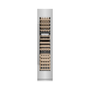 ZLINE 18 in. 9.0 cu. ft. Triple Zone 68 Bottle Right Hinge Column Wine Cooler in Stainless Steel (RCWVR-304-18) front, closed.