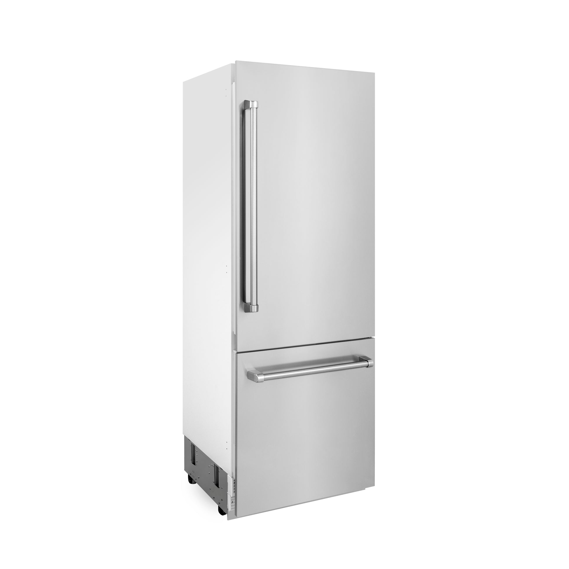 ZLINE 30 in. 16.1 cu. ft. Built-In 2-Door Bottom Freezer Refrigerator with Internal Water and Ice Dispenser in Stainless Steel (RBIV-304-30) side.