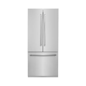 ZLINE 36 in. 19.6 cu. ft. Built-In 3-Door French Door Refrigerator with Internal Water and Ice Dispenser in Stainless Steel (RBIV-304-36) 