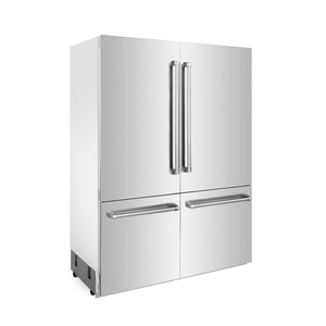 ZLINE 60 in. 32.2 cu. ft. Built-In 4-Door French Door Refrigerator with Internal Water and Ice Dispenser in Stainless Steel (RBIV-304-60) side.