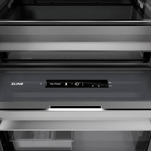 ZLINE 18 in. 8.6 cu. ft. Left Hinge Column Freezer in White Matte with Graphite Gray Interior (RCFVL-WM-18) close-up detail, interior touch control panel.