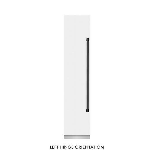ZLINE Autograph Edition 18 in. 8.6 cu. ft. Left Hinge Column Freezer in White Matte with Graphite Gray Interior and Matte Black Accents (RCFVLZ-WM-18-MB) front, closed.