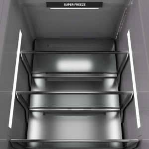 ZLINE 18 in. 8.6 cu. ft. Right Hinge Column Freezer in White Matte with Graphite Gray Interior (RCFVR-WM-18) interior illumination.