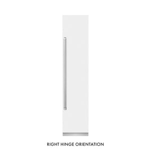ZLINE 18 in. 8.6 cu. ft. Right Hinge Column Freezer in White Matte with Graphite Gray Interior (RCFVR-WM-18) front, closed.