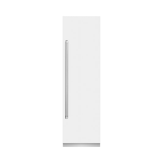ZLINE 24 in. 12.5 cu. ft. Column Refrigerator in White Matte with Graphite Gray Interior (RCRV-WM-24) front, closed.