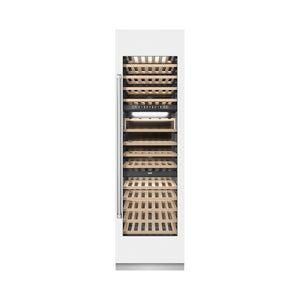 ZLINE 24 in. 12.4 cu. ft. Triple Zone 100 Bottle Column Wine Cooler in White Matte (RCWV-WM-24) front, closed.