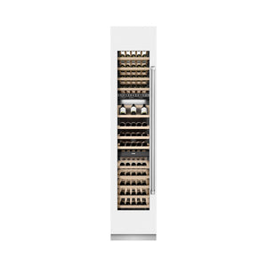 ZLINE 18 in. 9.0 cu. ft. Triple Zone 68 Bottle Left Hinge Column Wine Cooler in White Matte (RCWVL-WM-18) front, closed.