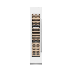 ZLINE 18 in. 9.0 cu. ft. Triple Zone 68 Bottle Left Hinge Column Wine Cooler in White Matte (RCWVL-WM-18) front, closed.