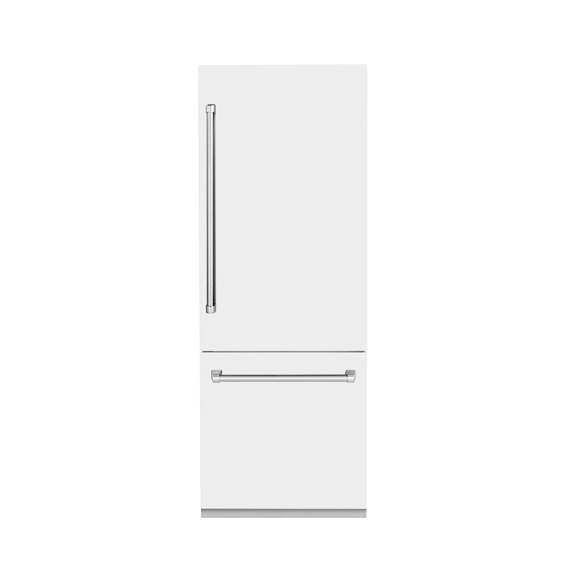 ZLINE 30 in. 16.1 cu. ft. Built-In 2-Door Bottom Freezer Refrigerator with Internal Water and Ice Dispenser in White Matte (RBIV-WM-30)