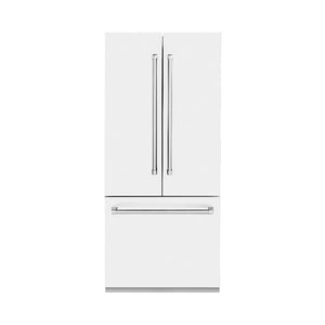 ZLINE 36 in. 19.6 cu. ft. French Door Built-In Bottom Freezer Refrigerator with Water Dispenser and Ice Maker in White Matte (RBIV-WM-36) main image.