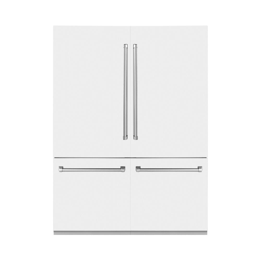 ZLINE 60 in. 32.2 cu. ft. Built-in 4-Door French Door Refrigerator with Internal Water and Ice Dispenser in White Matte (RBIV-WM-60) 