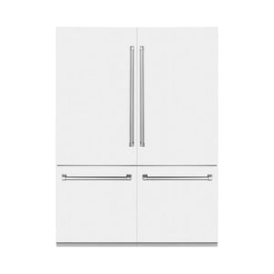 ZLINE 60 in. 32.2 cu. ft. French Door Built-In Bottom Freezer Refrigerator with Water Dispensers and Ice Makers in White Matte (RBIV-WM-60) main image.