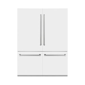 ZLINE 60 in. 32.2 cu. ft. Built-In 4-Door French Door Refrigerator with Internal Water and Ice Dispenser in White Matte (RBIV-WM-60)