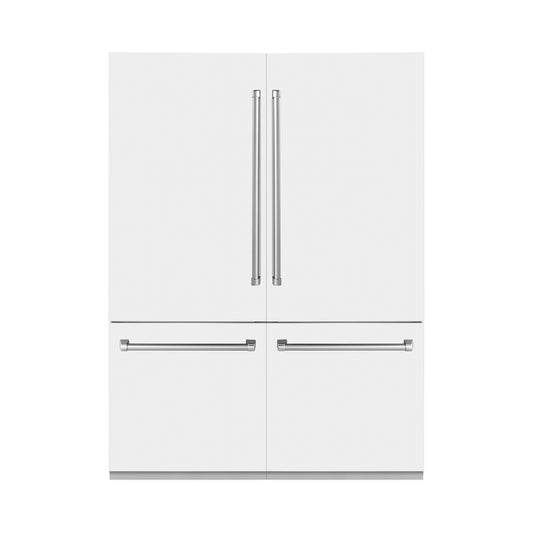 ZLINE 60 in. 32.2 cu. ft. Built-In 4-Door French Door Refrigerator with Internal Water and Ice Dispenser in White Matte (RBIV-WM-60)