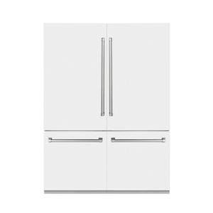 ZLINE 60 in. 32.2 cu. ft. Built-In 4-Door French Door Refrigerator with Internal Water and Ice Dispenser in White Matte (RBIV-WM-60)