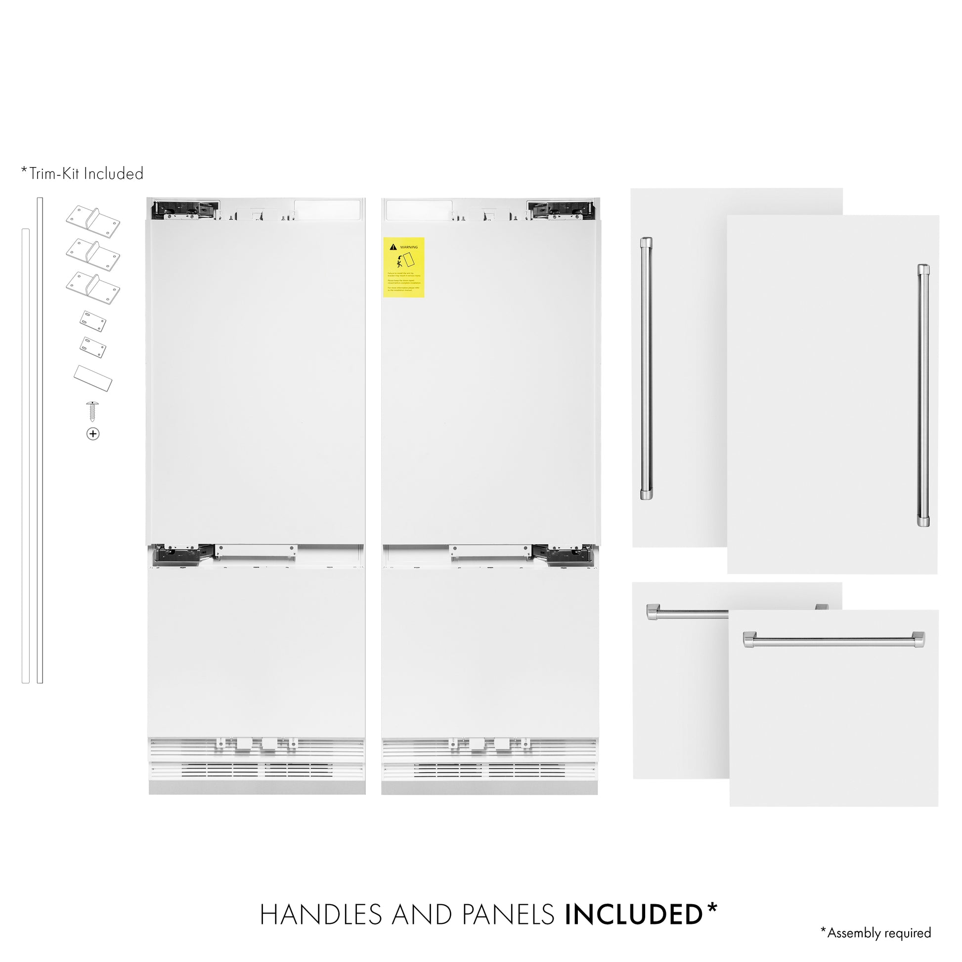 ZLINE 60 in. 32.2 cu. ft. Built-In 4-Door French Door Refrigerator with Internal Water and Ice Dispenser in White Matte (RBIV-WM-60)