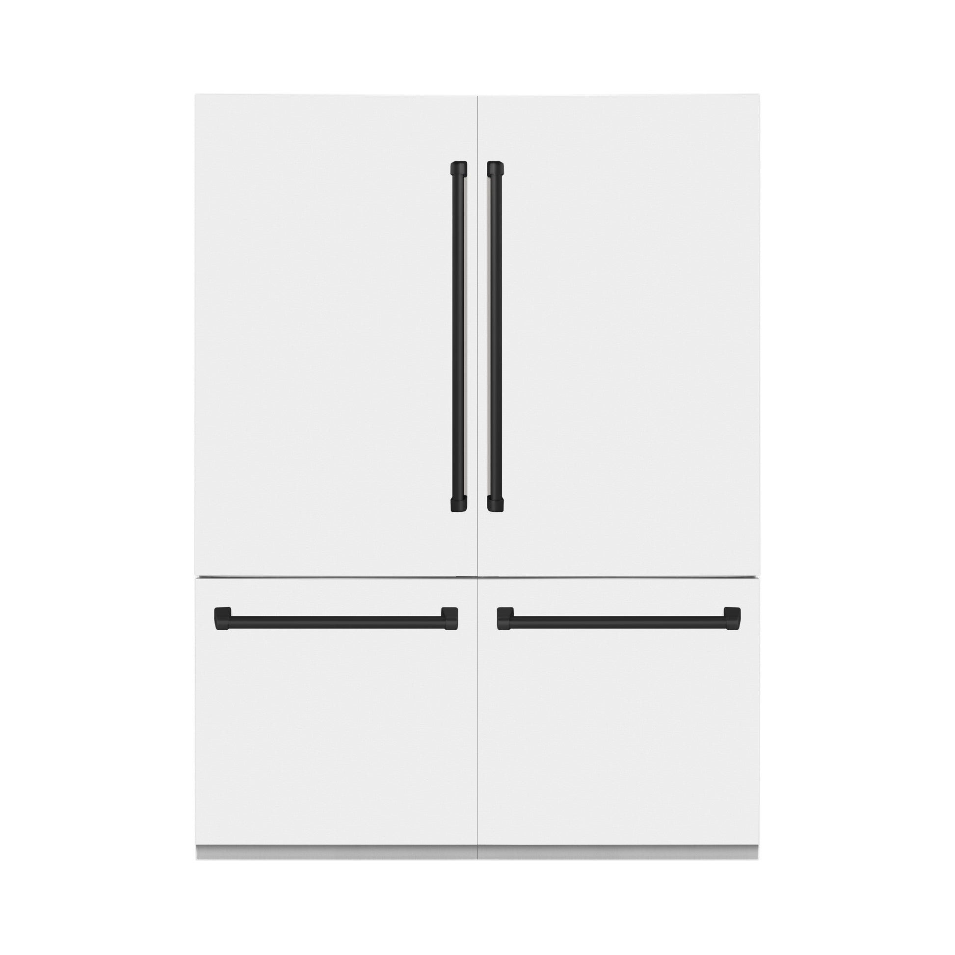 ZLINE Autograph Edition 60 in. 32.2 cu. ft. Built-in 4-Door French Door Refrigerator with Internal Water and Ice Dispenser in White Matte with Matte Black Accents (RBIVZ-WM-60-MB) 