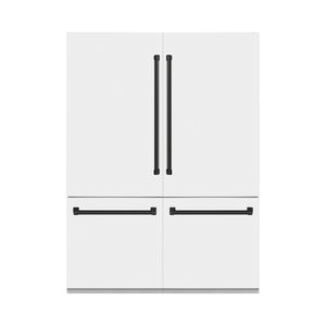 ZLINE Autograph Edition 60 in. 32.2 cu. ft. Built-in 4-Door French Door Refrigerator with Internal Water and Ice Dispenser in White Matte with Matte Black Accents (RBIVZ-WM-60-MB) 