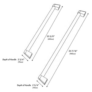 ZLINE Autograph Edition 30 in. Built-In Refrigerator Helix Handles (Set of 2) in Polished Gold (RBIVHZ-K-G-30) dimensional diagram.