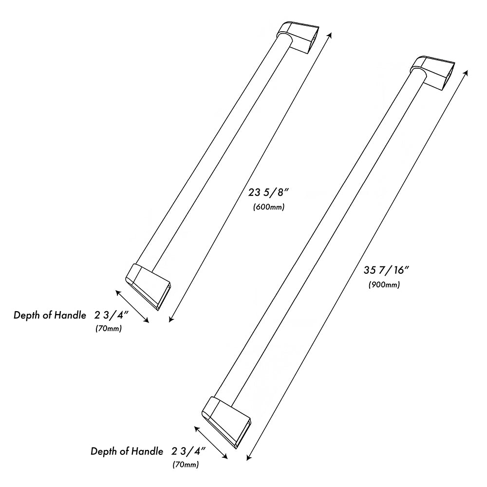 ZLINE Autograph Edition 30 in. Built-In Refrigerator Helix Handles (Set of 2) in Matte Black (RBIVHZ-K-MB-30) dimensional diagram.