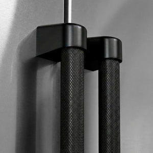 ZLINE 36 in. Built-In Refrigerator Helix Handles (Set of 3) in Black Stainless Steel (RBIVHZ-K-BS-36) on appliance showing diamond knurled details.