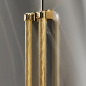 ZLINE Autograph Edition 36 in. Built-In Refrigerator Helix Handles (Set of 3) in Polished Gold (RBIVHZ-K-G-36) on appliance showing diamond knurled details.