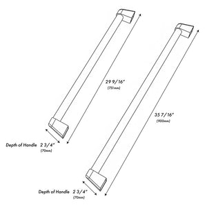 ZLINE Autograph Edition 36 in. Built-In Refrigerator Helix Handles (Set of 3) in Polished Gold (RBIVHZ-K-G-36) dimensional diagram.