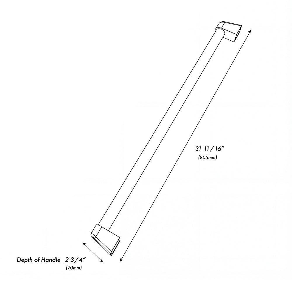 ZLINE 36 in. Built-In Refrigerator Helix Handles (Set of 3) in Stainless Steel (RBIVHZ-K-SS-36) dimensional diagram.