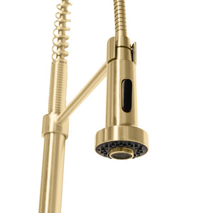 ZLINE Apollo Kitchen Faucet in Champagne Bronze (APL-KF-CB) pull down spray wand.