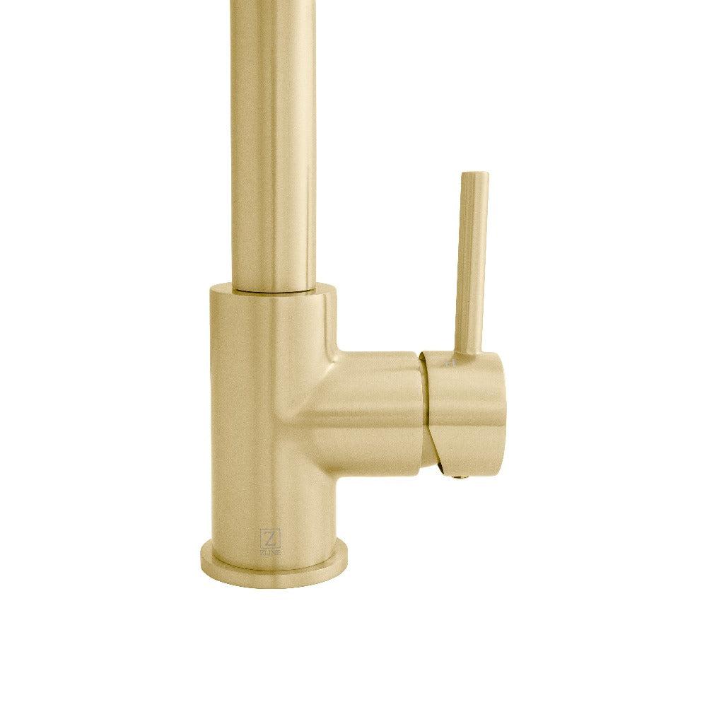 ZLINE Dante Pull Down Kitchen Faucet in Champagne Bronze (DNT-KF-CB) mount and handle.