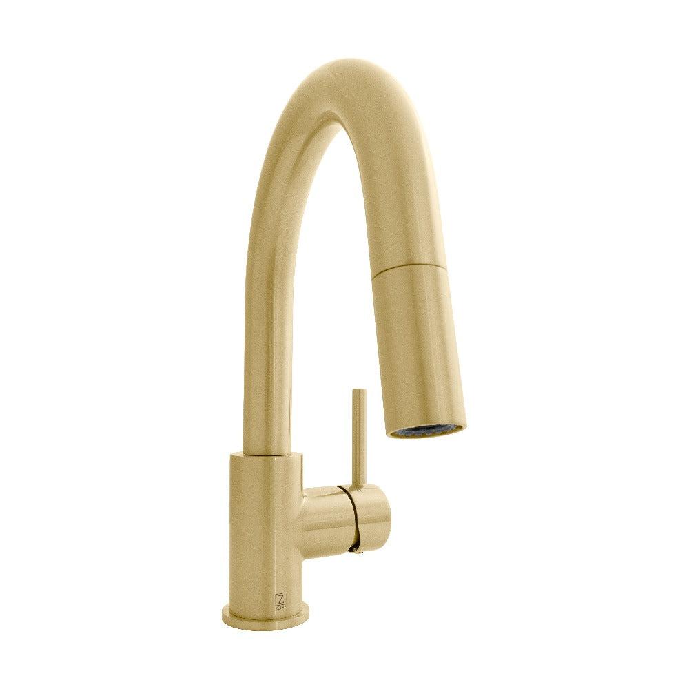 Dante Pull Down Single Handle Kitchen Faucet in Champagne Bronze