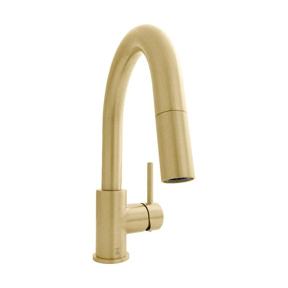 ZLINE Autograph Edition Dante Pull Down Single Handle Kitchen Faucet in Champagne Bronze (DNT-KF-CB) main image.