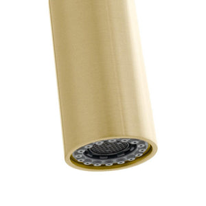 ZLINE Dante Pull Down Single Handle Kitchen Faucet in Champagne Bronze (DNT-KF-CB) spout close-up.