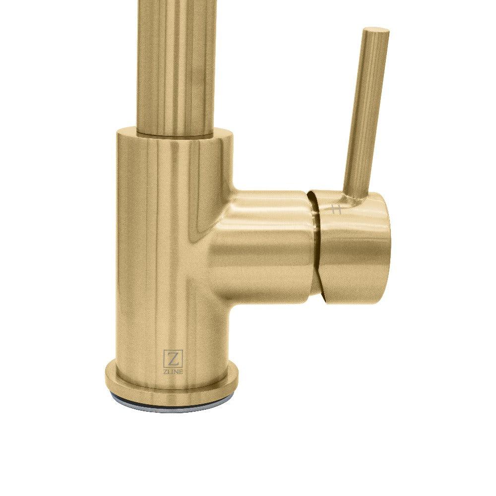 ZLINE Edison Pull Down Kitchen Faucet in Champagne Bronze (EDS-KF-CB) mount and handle.