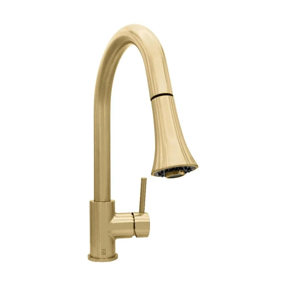 ZLINE Autograph Edition Edison Pull Down Single Handle Kitchen Faucet in Champagne Bronze (EDS-KF-CB) main image.