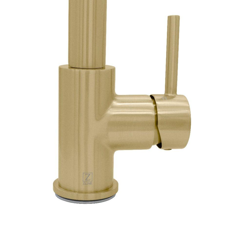 ZLINE Monet Pull Down Kitchen Faucet in Champagne Bronze (MON-KF-CB) mount and handle.