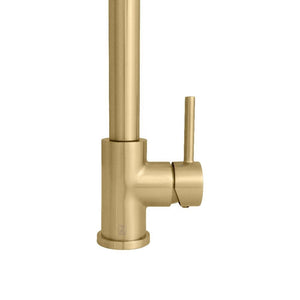 ZLINE Van Gogh Pull Down Spring Kitchen Faucet with Pot Filler in Champagne Bronze (VNG-KF-CB) mount and bottom handle.