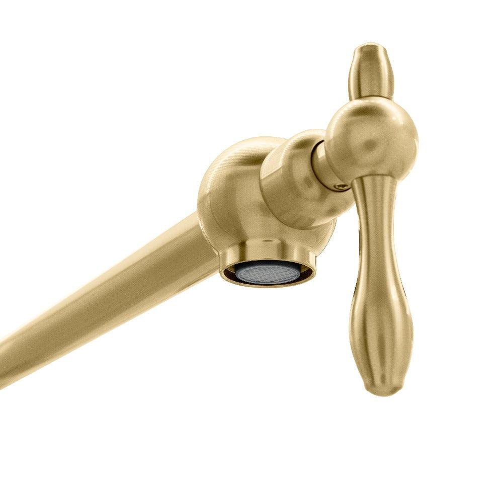 ZLINE Rembrandt Pot Filler in Champagne Bronze (REM-FPF-CB) upper handle and spout.