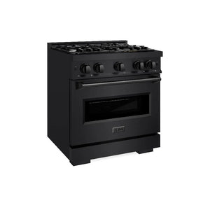 ZLINE 30 in. 4.2 cu. ft. Classic Gas Range with 4 Burner Cooktop and Convection Gas Oven in Black Stainless Steel (CGRB-30) main image.