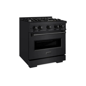 ZLINE 30 in. 4.2 cu. ft. Classic Dual Fuel Range with 4 Burner Gas Cooktop and Electric Convection Oven in Black Stainless Steel (CDRB-30) main image.