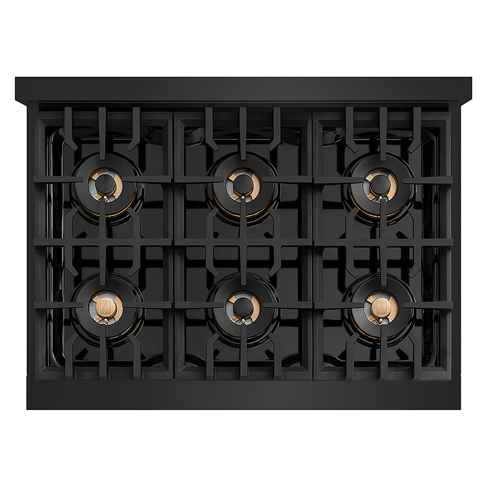 ZLINE 36 in. Classic Gas Rangetop with 6 Burner DuoPro™ Cooktop in Black Stainless Steel (PCRTB-36)