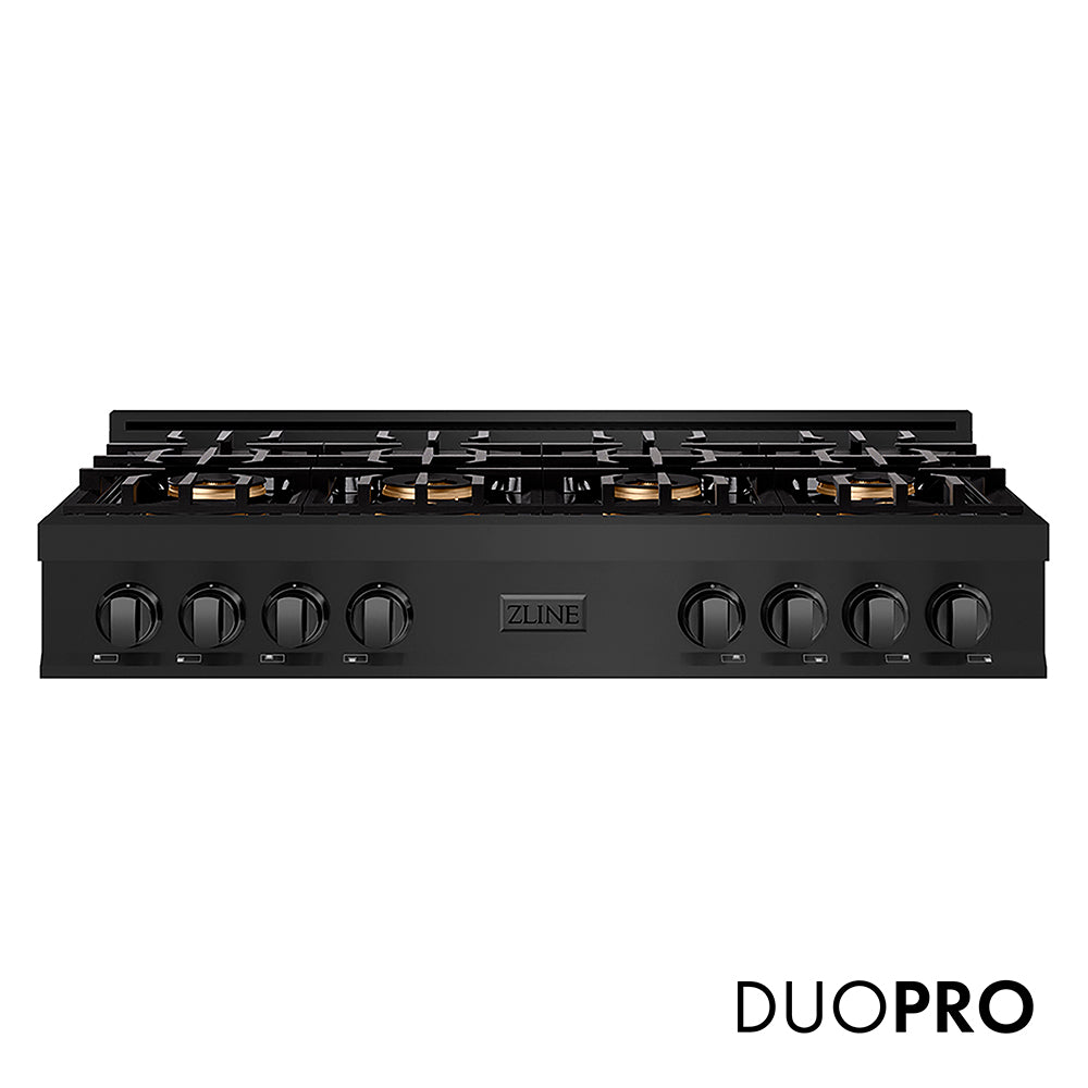 ZLINE 48 in. Classic Gas Rangetop with 8 Burner DuoPro™ Cooktop in Black Stainless Steel (PCRTB-48)