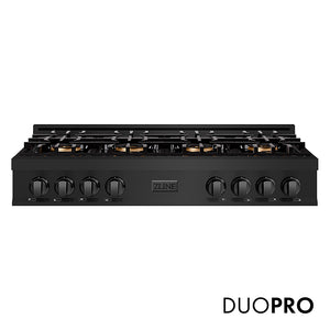 ZLINE 48 in. Classic Gas Rangetop with 8 Burner DuoPro™ Cooktop in Black Stainless Steel (PCRTB-48)