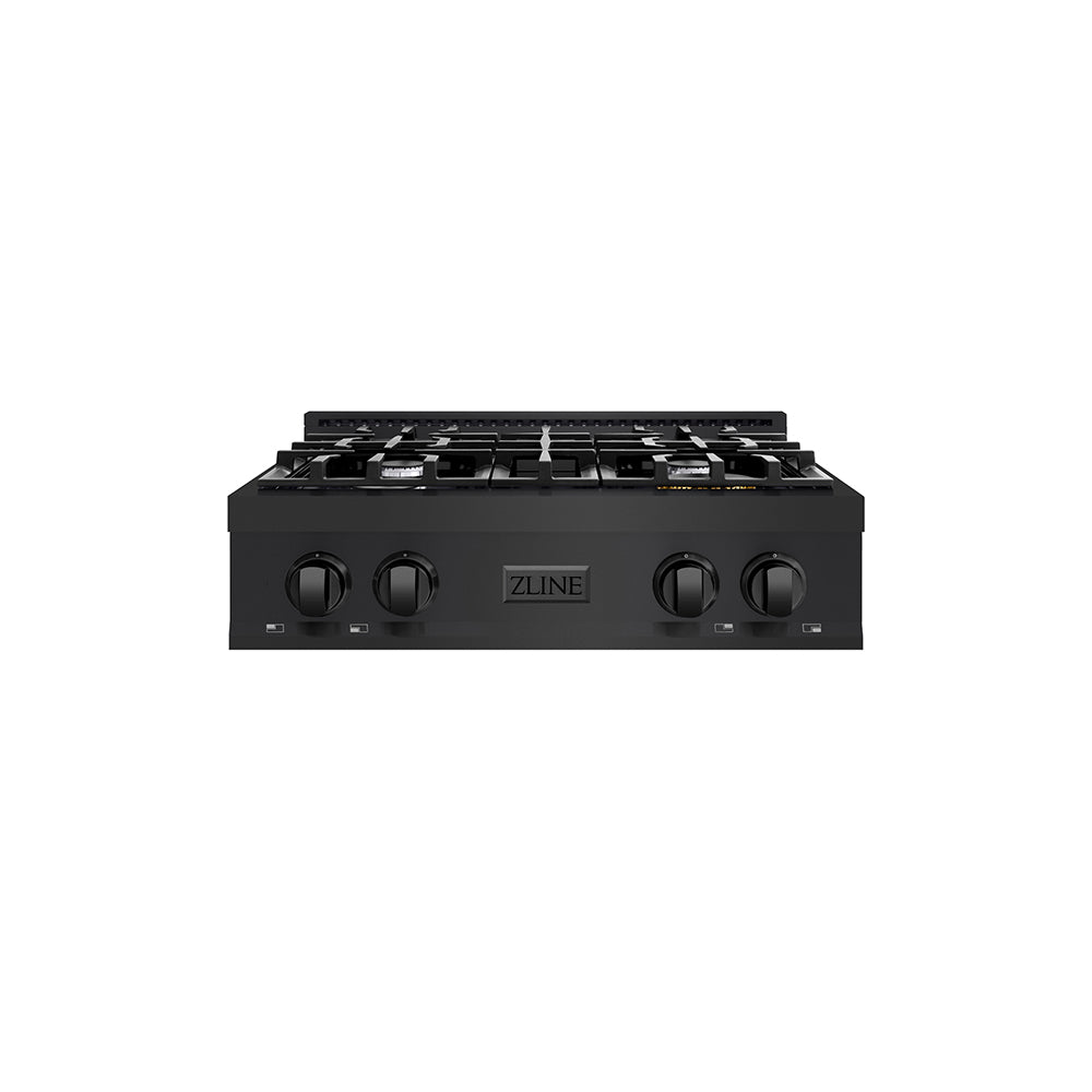 ZLINE 30 in. Classic Gas Rangetop with 4 Burners and Porcelain Cooktop in Black Stainless Steel (RTB2-30)