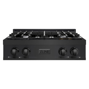 ZLINE 30 in. Classic Gas Rangetop with 4 Burners and Porcelain Cooktop in Black Stainless Steel (RTB2-30)