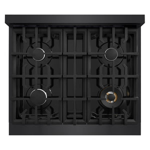 ZLINE 30 in. Classic Gas Rangetop with 4 Burners and Porcelain Cooktop in Black Stainless Steel (RTB2-30)