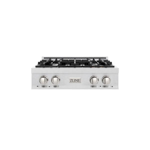 ZLINE 30 in. Classic Gas Rangetop with 4 Burners and Porcelain Cooktop in Satin Stainless Steel (RTS-30) main image.