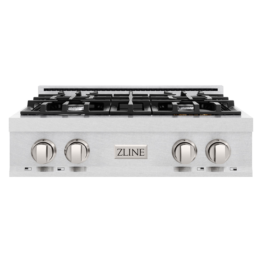 ZLINE 30 in. Classic Gas Rangetop with 4 Burners and Porcelain Cooktop in Satin Stainless Steel (RTS-30)