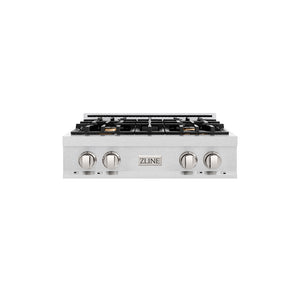 ZLINE 30 in. Classic Gas Rangetop with 4 Brass Burners and Porcelain Cooktop in Satin Stainless Steel (RTS-BR-30)