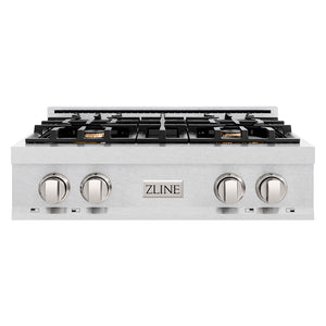 ZLINE 30 in. Classic Gas Rangetop with 4 Brass Burners and Porcelain Cooktop in Satin Stainless Steel (RTS-BR-30)